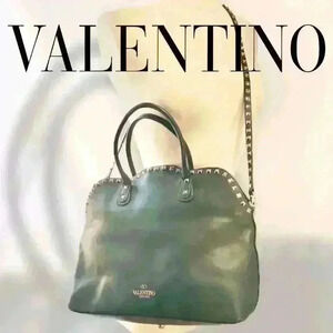 Valentino Rockstud Dome Tote Bag in Dark Green
